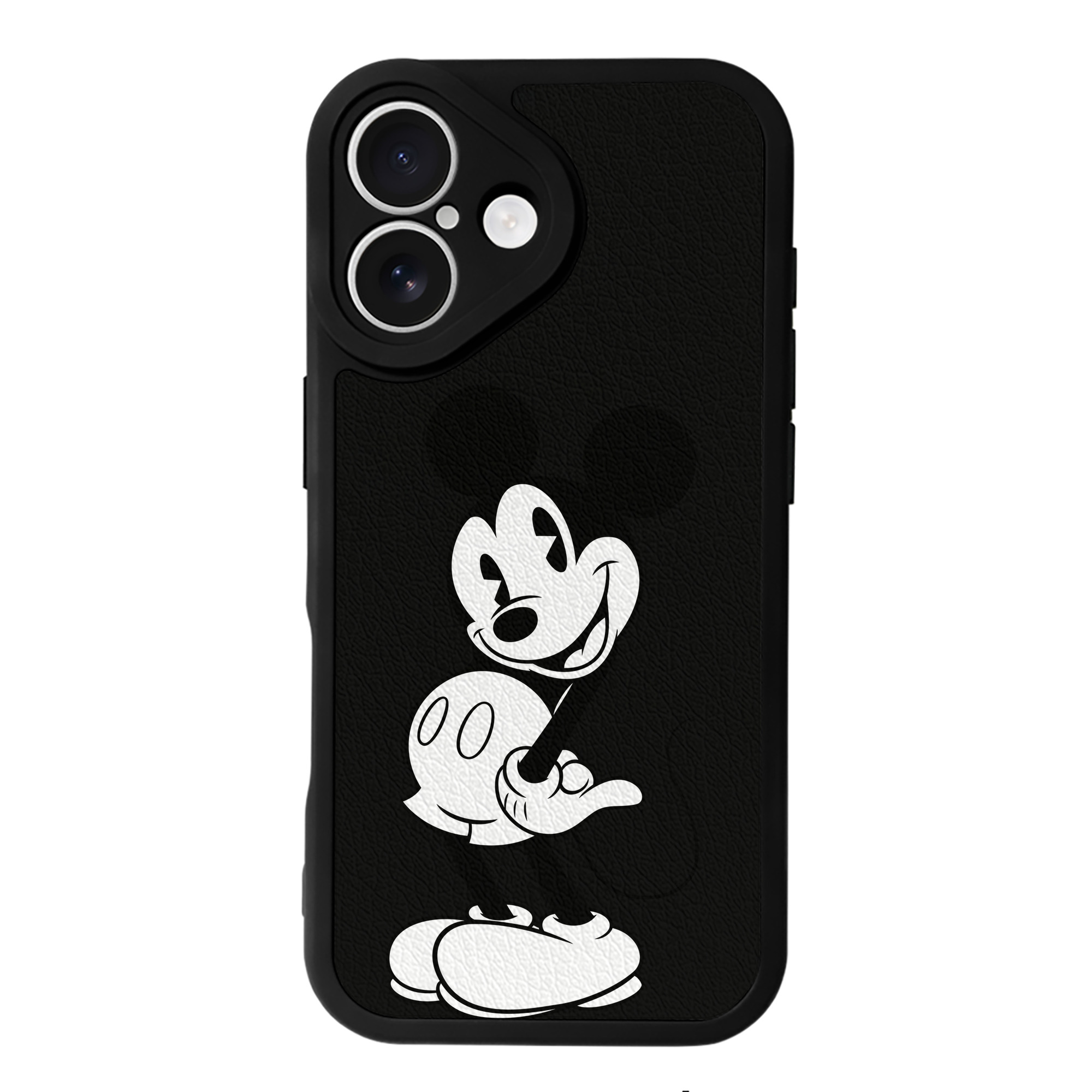 （画像用） ミッキーマウス Mickey Mouse 【iPhone 16シリーズ対応】シリコンスマホケース（レザー調） 材質：シリコン